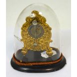 A 19th century miniature gilt metal clock inscribed to the reverse 'Roya Paris',