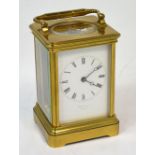 Drocourt of Paris; a mid 19th century brass eight day carriage clock,