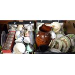 Two boxes of collectibles to include various teaware, Colclough cups, saucers and plates,