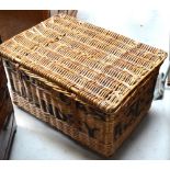 A vintage laundry basket, length 86cm.