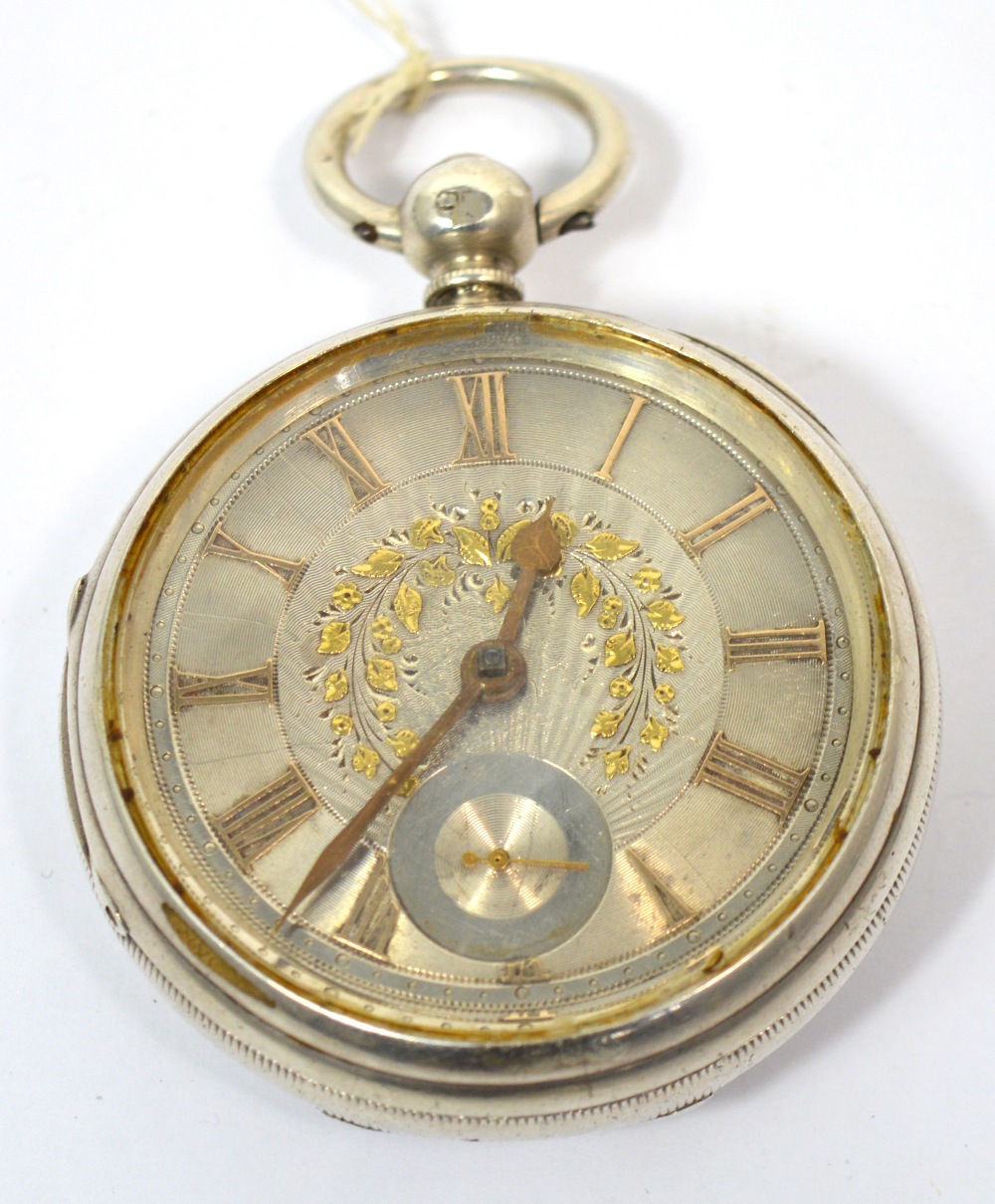 A hallmarked silver open face pocket watch,