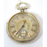 A hallmarked silver open face pocket watch,