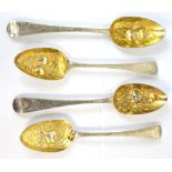 A set of four George III berry spoons, two London 1812 and two London 1813, combined approx 8.
