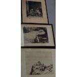 After S Tuker; two etchings, 'Coarse Fish', 25 x 39cm and 'A Pot Shot', 27 x 22cm,