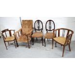 A pair of mahogany Edwardian curved back dining chairs,