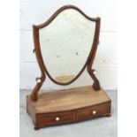 A late George III mahogany and chevron strung toilet mirror,