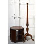 A mahogany column standard lamp,