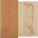 UNATTRIBUTED; two sanguine chalk drawings,