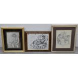 BRIAN BURGESS (1935-); a set of three pencil and pen sketches, one example entitled 'Linda' 1986,