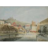 In the style of PETER DE WINT; watercolour 'A Travelling Folly Fair at Dover', unsigned,