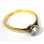 An 18ct yellow gold diamond solitaire ring, the diamond weighing approx 0.75ct, size R, approx 2.8g.