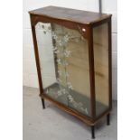 A retro display cabinet on rounded tapering supports, width 76cm (af).