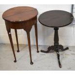 An early 20th century mahogany demi-lune fold-over tea table of very small proportions in the