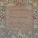 A 19th century tapestry sampler by Elizabeth Gornell, 1839, a border of flowers,