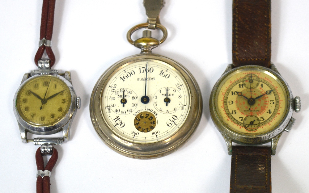 An unusual mid 20th century Pierce Telemeter chronograph wristwatch,