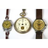 An unusual mid 20th century Pierce Telemeter chronograph wristwatch,