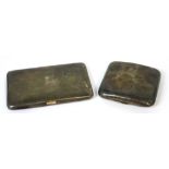 A Victorian hallmarked silver cigarette case, London 1896, and a small example, date marks rubbed,