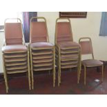 Nineteen gold framed pink upholstered stacking chairs (19).