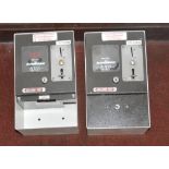 Two The Accumulator wall mounted pay-per-use light switches (one lacking coin box) (2).