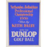 A 1930 hand painted advert for the Dunlop Golf Ball,
