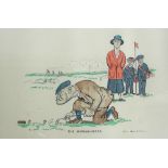 ***AMENDED DESCRIPTION*** HENRY M BATEMAN; coloured print, "The Woman Hater", golfing scene,