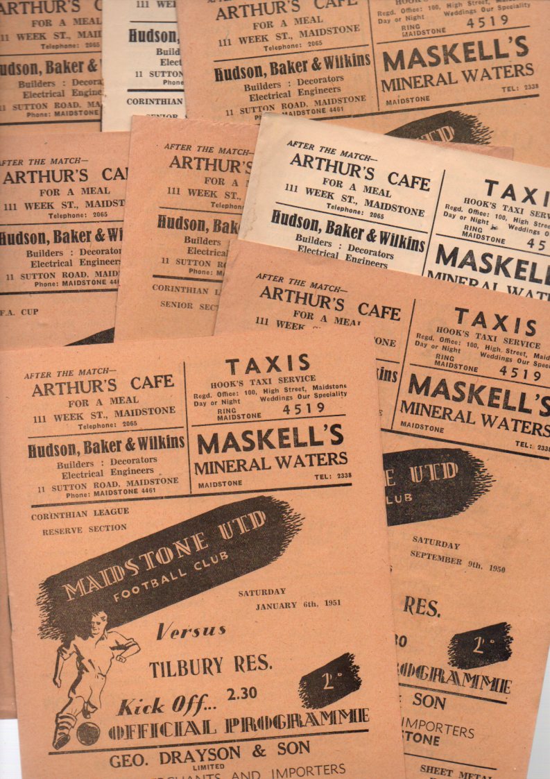 Maidstone Football Programmes: Home programmes 1950 and 1951 (13).