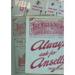 Aston Villa Football Programmes: Reserve programmes, homes 1930s to 1960s (8).