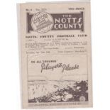 Football: Programme for Notts County against Mansfield 1945.