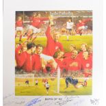 An autographed 1966 World Cup print "Boys of '66", after Brian West, limited edition 668/700,