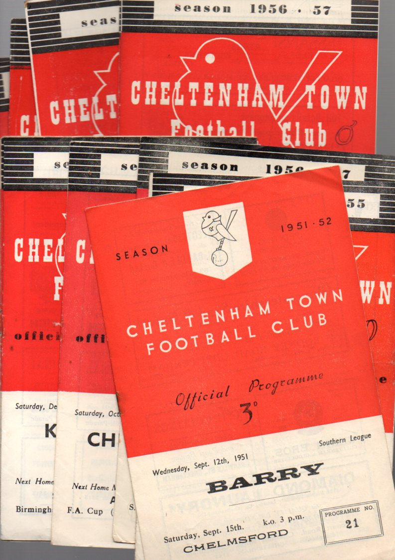 Cheltenham Football Programmes: 29 home programmes from the 1950s (29).