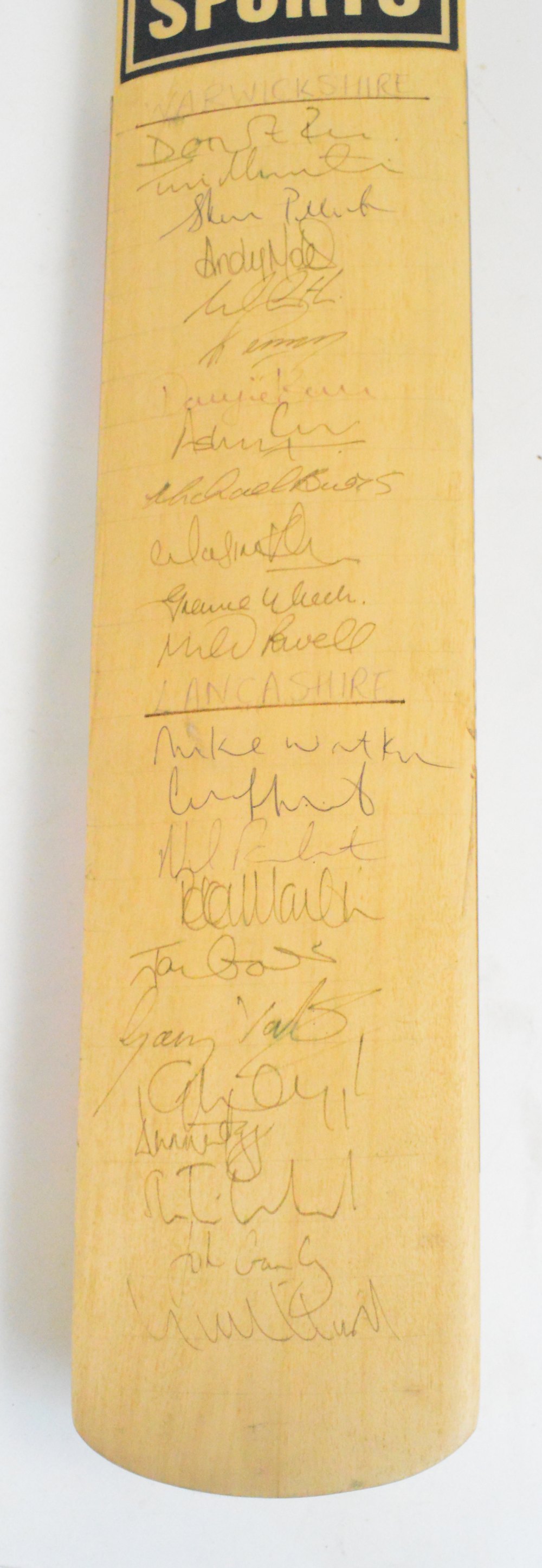 A Slazenger V100 cricket bat signed by the Lancashire CCC team, signatures include Michael Atherton, - Image 3 of 3