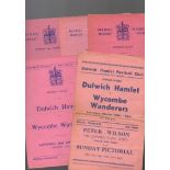 Dulwich Football Programmes: Dulwich Hamlet home programmes against Wycombe Wanderers 1939, 1950,