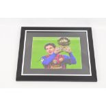 LIONEL MESSI; an autographed photograph, with certificate of authenticity attached verso, 39 x 34cm,