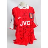 An Arsenal 1995/96 season football shirt multi-signed by the team including Bruce Rioch,