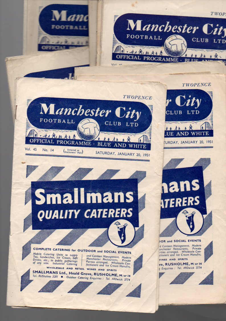 Manchester City Football Programmes: Home programmes from the year 1951 (22).