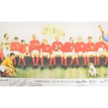 An autographed 1966 World Cup print "Football Heroes-Nine Plus Three (circ.