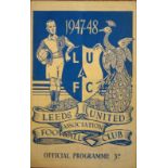 1940s Leeds United Football Programme: Leeds United v Doncaster Rovers 1947/8.