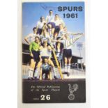 An autographed Spurs 1961 handbook, signed to the front cover by Cliff Jones, Dave MacKay,