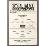 Crystal Palace Football Programme: Home programme against Reading 1941.