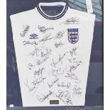 An England Umbro football shirt, multi-signed by Alan Shearer, Kevin Keegan, Teddy Sheringham,