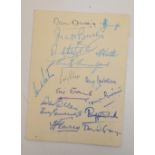 A Manchester Guardian Sports Staff dinner menu, 28th July 1956, autographed verso by Matt Busby,