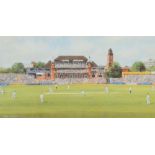 After ALAN FEARNLEY; a cricket print “Lords”, autographed to the margin by Denis Compton, 63 x 50cm,