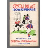 Crystal Palace Football Programme: Home programme against Bristol City 1938.