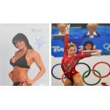 A signed Shawn Johnson photograph showing the gymnast competing at the Beijing Olympics,