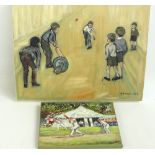 J. MURRAY; oil on canvas, children playing cricket, signed and dated 2012, 36 x 45.