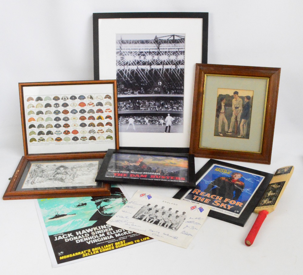 Four framed and glazed cricket prints,
