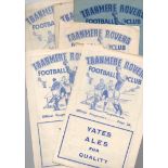 Tranmere Rovers Football Programmes: Home programmes 1951 to 1959 (13).