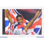 DENISE LEWIS; a signed limited edition photographic print of the Olympic Heptathlon Champion,