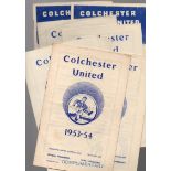 Colchester United Football Programmes: Home programmes 1953 to 1959 (30).