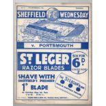 Sheffield Wednesday Football Programme: Home programme against Portsmouth 1936.